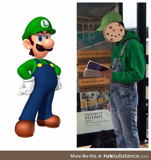 Spotted Luigi on campus in other news happy mario day!