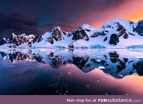 Sunset in Antarctic peninsula