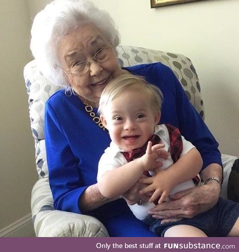 The original Gerber Baby, 91, poses with the current Gerber Baby