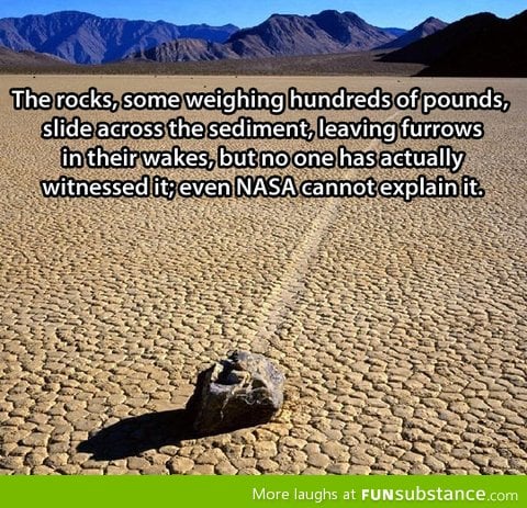 Mysterious sliding rocks in death valley