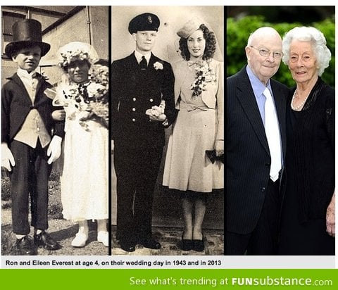 Couple who posed as bride & groom at age 4 still going strong at 91