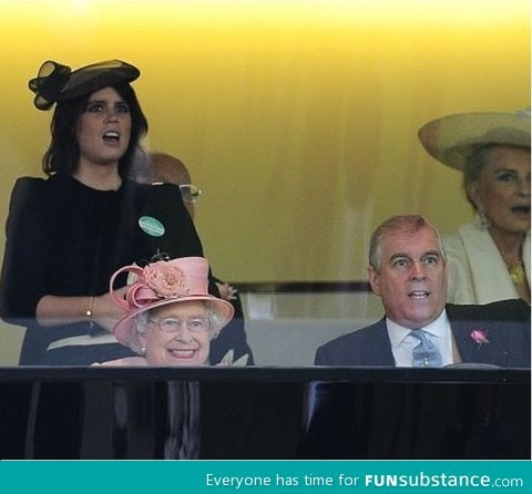 The queen when her horse won at the royal ascot