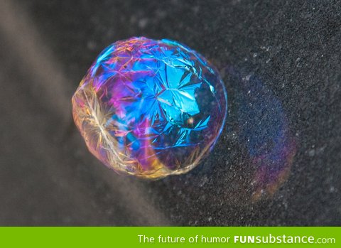 Frozen soap bubble