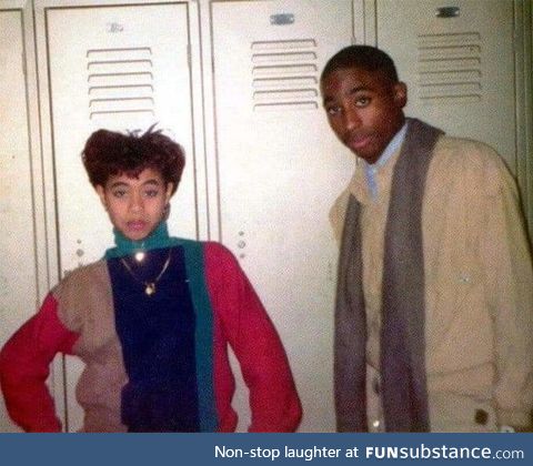 Tupac and Jada Pinkett-Smith together in High School, Baltimore, 1988