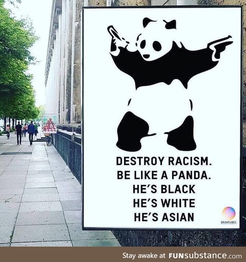 Destroy Racism, Be like Panda