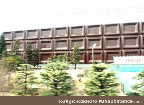 The Meiji chocolate factory in Kyoto looks like a giant bar of chocolate