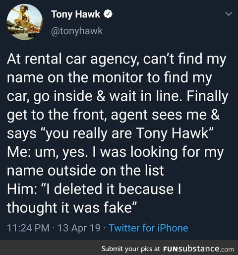 The problem with being the real Tony Hawk