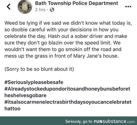 4/20 message from the local police