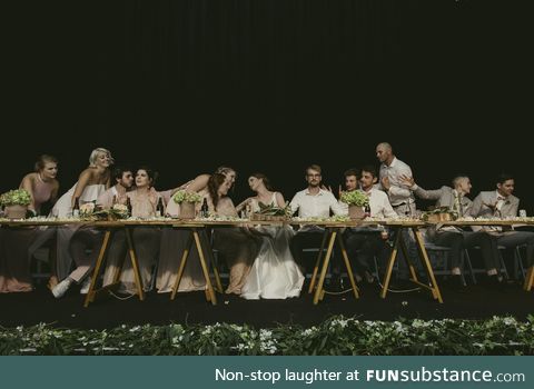 We attempted to recreate The Last Supper at my sisters wedding. I think it turned out