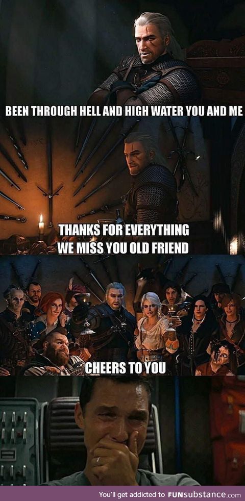 Finishing the Witcher trilogy be like