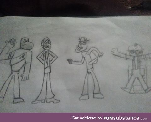 tf2 characters in cal arts style. I drew this in 2 days