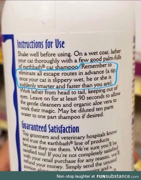 Cat shampoo instructions