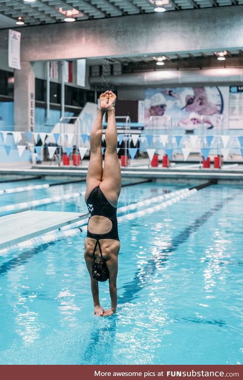 This diving photo I took of my friend makes it look she's doing a handstand on water