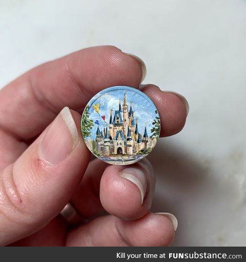 I painted Sleeping Beauty’s castle on a penny