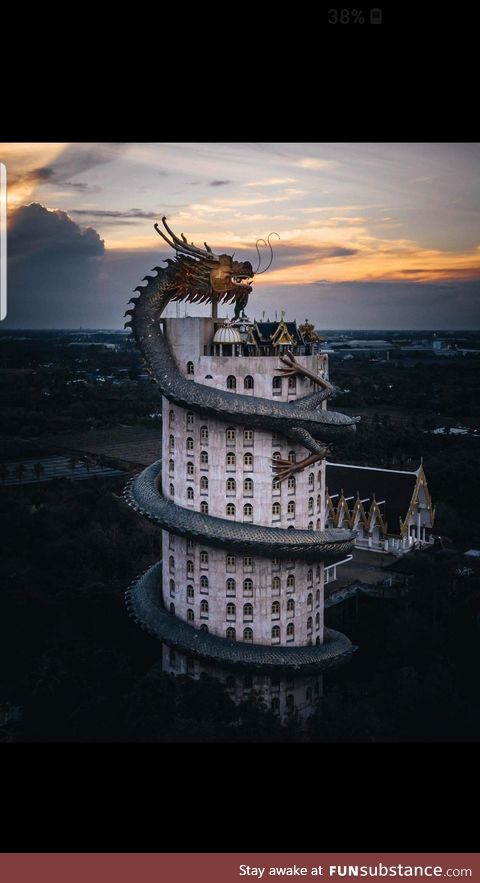 Wat Samphran Temple during sunset