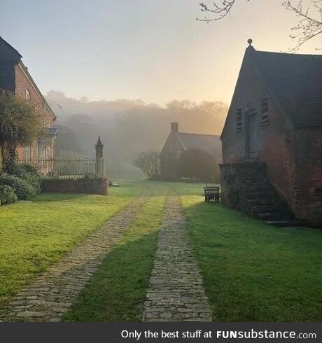 Misty, spring morning in Bridport, UK