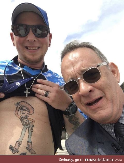 Tom Hanks looking a little disturbed