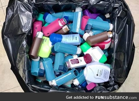 Another batch of used inhalers sent for recycling. There is absolutely no need for these