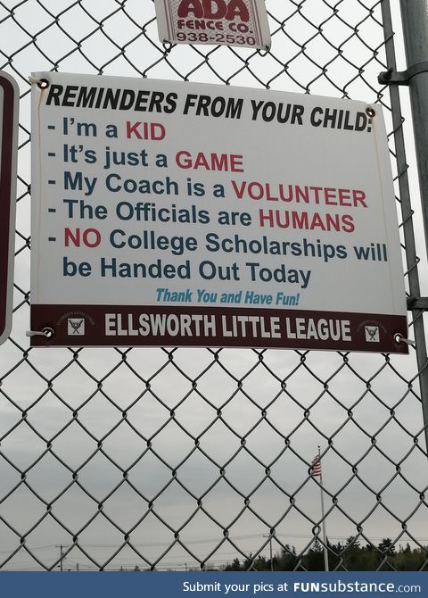 A message from the local little league team