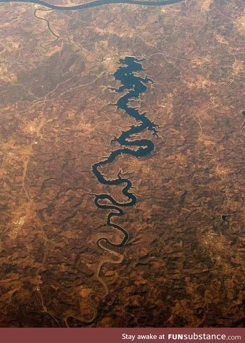 A less saturated view of the Odeleite, or Blue Dragon River, Portugal