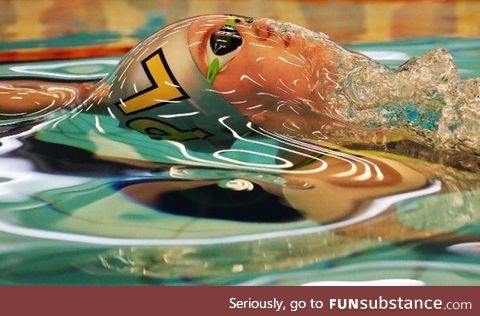 A swimmer in a water bubble