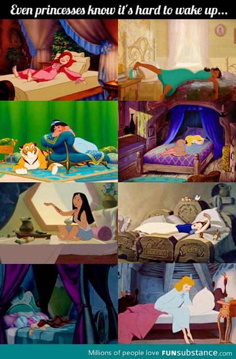 Even princesses know the struggle to wake up