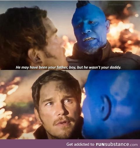 One of the best character developments in MCU Yondu. When men cried