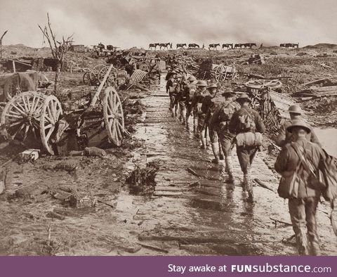 Soldiers on their way to the front line, 1917