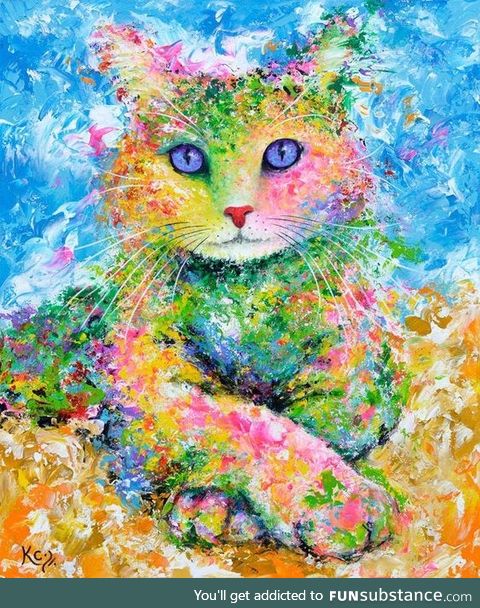Karma Cat Painting by Krystle Cole