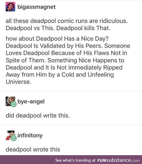 Deadpool gives writing a try