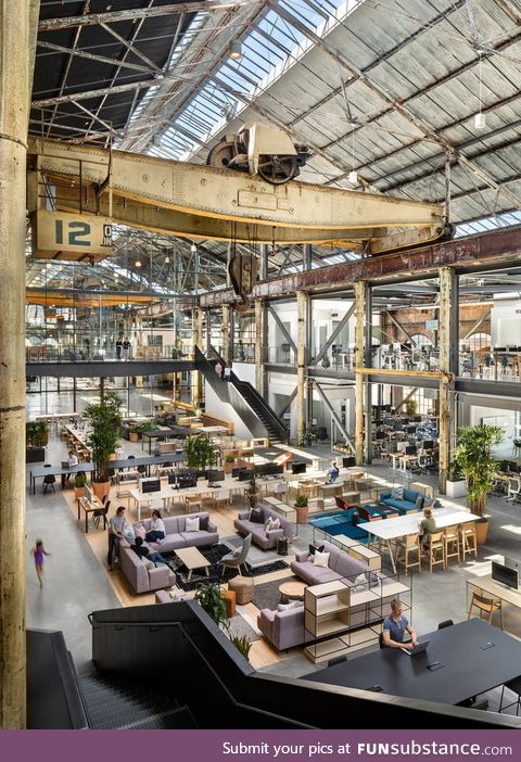 Huge historic warehouse used as a machine shop for naval vessels converted into a