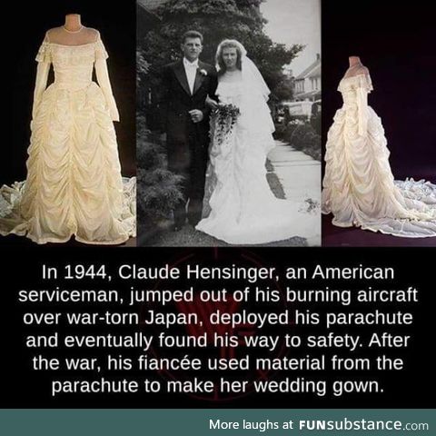 Parachute used for a wedding dress