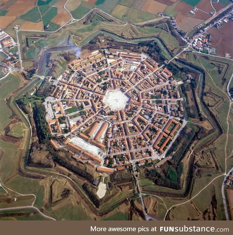 How perfectly shaped Palmanova is. (Town in Italy)