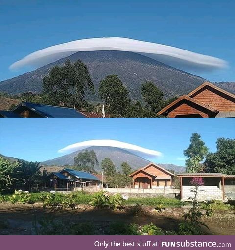 Lenticular Cloud covered up the crater of mount Rinjani