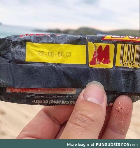 A 1986 Mars wrapper was found at the beach