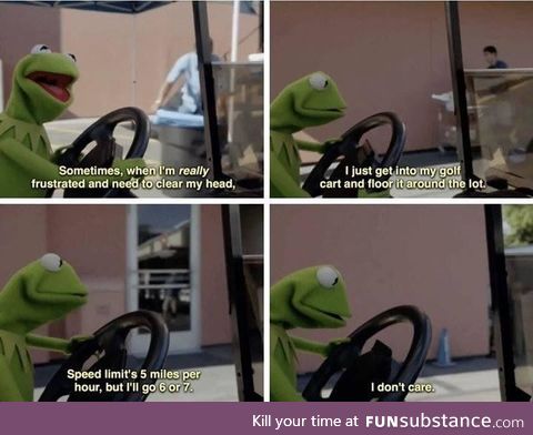 Kermit shows us how he deals with this crazy world