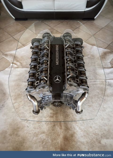 V12 engine as a lounge table