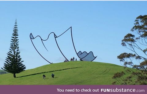 There's a giant sculpture in New Zealand that gives the illusion of being a cartoon