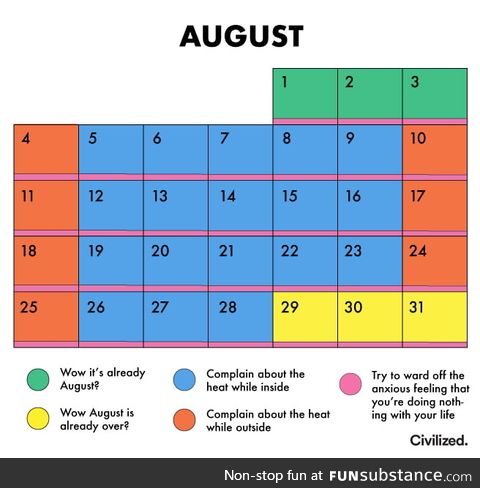 August's schedule