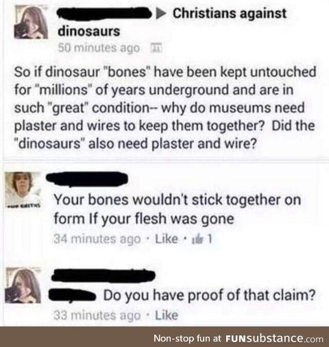 Christians against dinosaurs strikes again