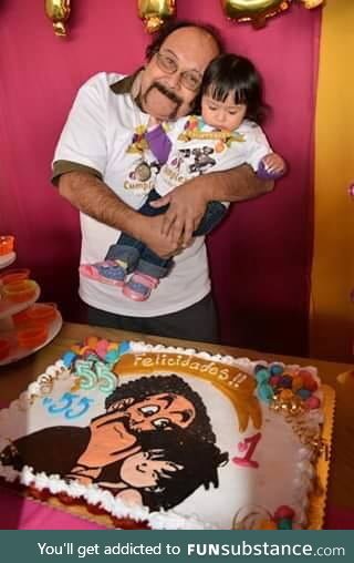 Old Dragon Ball fan with his birthday cake