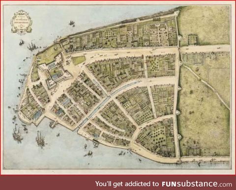 In the 1640's the Dutch inhabitants of New Amsterdam built a 12' wall to keep