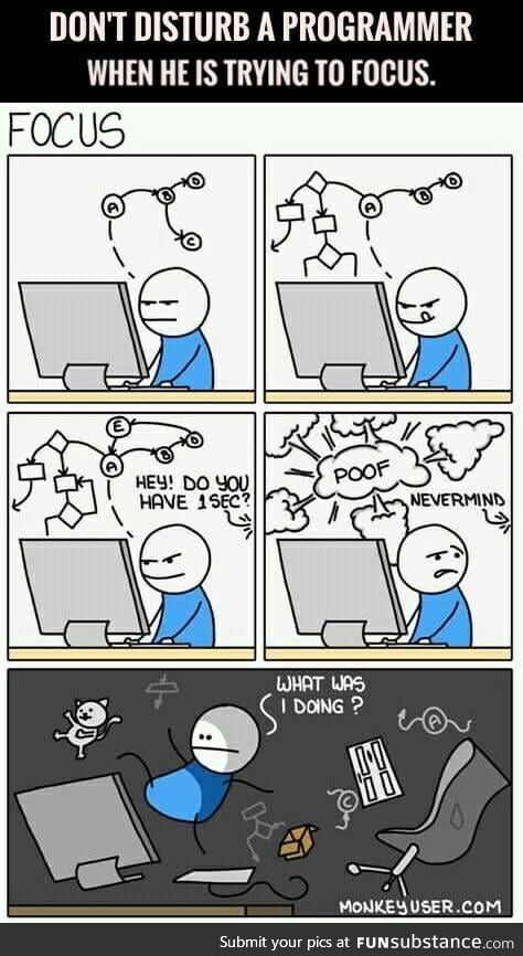 Don't disturb a programmer when he is trying to focus
