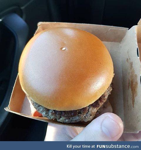 Burger with only one sesame seed on it