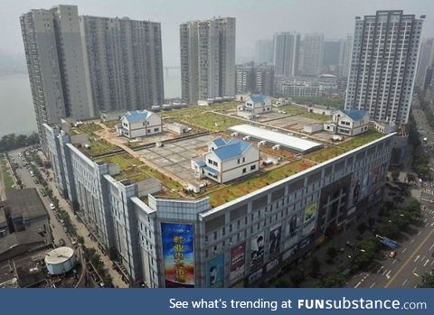 Private houses on top of a Chinese mall