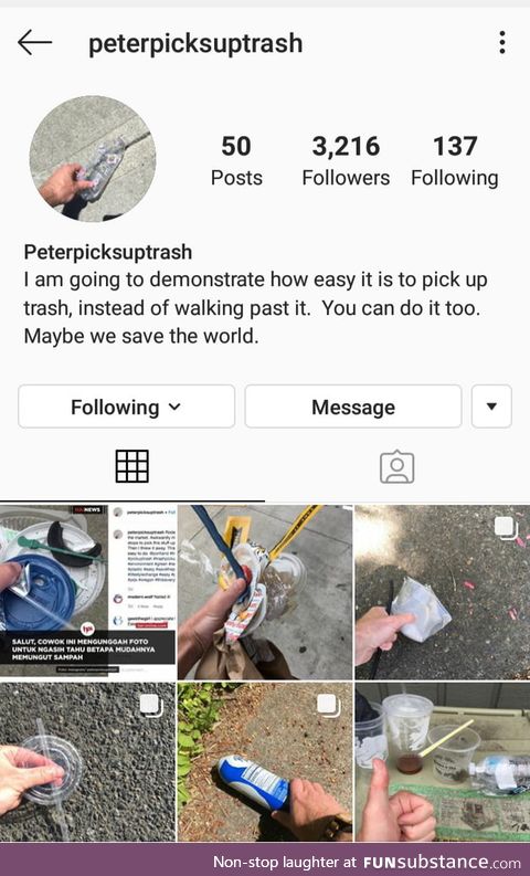 Man dedicates his Instagram account to picking up trash
