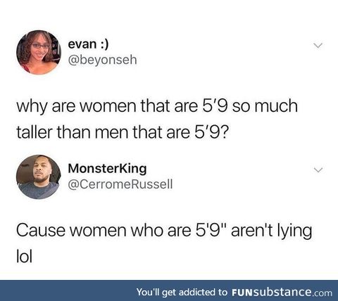 Guys always lying about height
