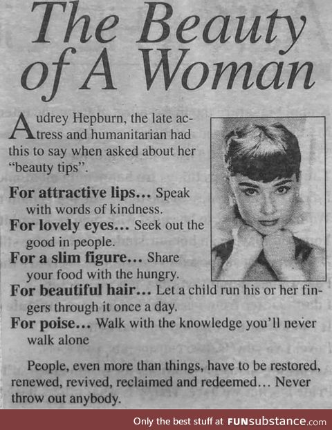 Audrey Hepburn's take on beauty is wholesome