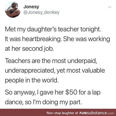 A kind soul, helping out a teacher in her time of need