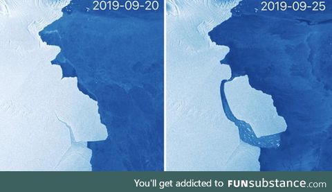 A 315 Billion ton iceberg that broke off from Antartica a few days ago